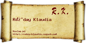 Ráday Klaudia névjegykártya